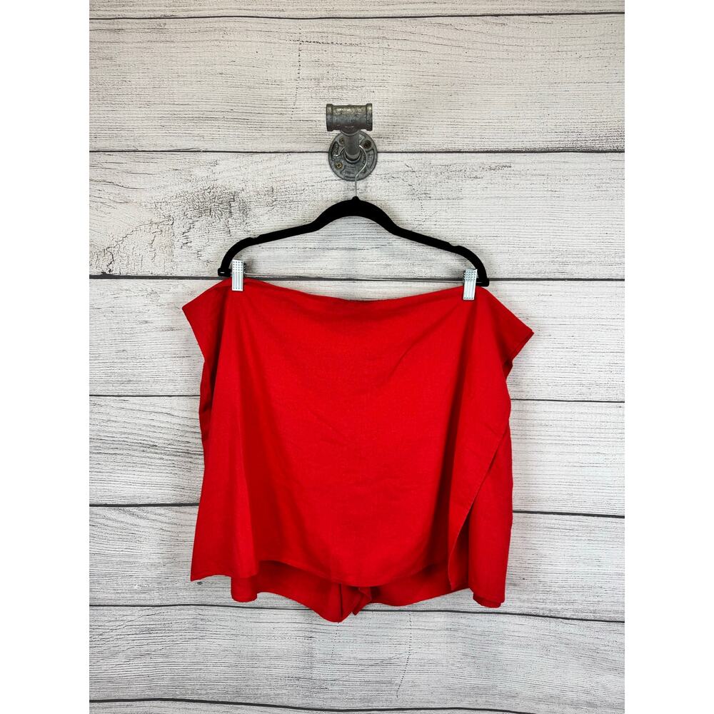 Old Navy Plus Size Red Linen Blend Faux Wrap Skort Size 3X